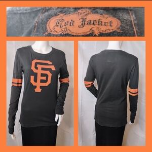 Red Jacket Black and Orange Long Sleeve Shirt